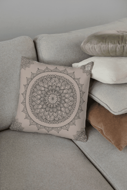 Polyester Square Pillow Mandala Pattern - Boho Home Decor - Image 5