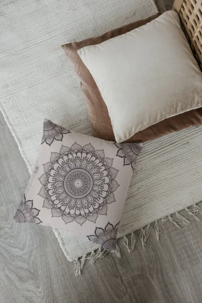 Mandala Design Spun Polyester Square Pillow - Cozy Home Accent - Image 3