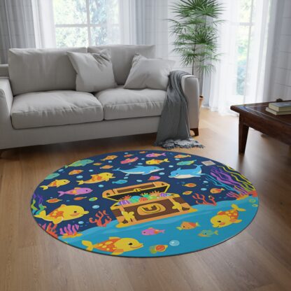 Colorful Underwater Adventure Round Rug - Kids' Playroom Decor - Image 3