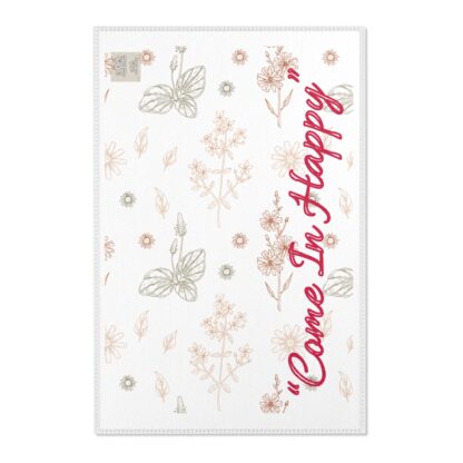 Floral Welcome Area Rug - "Come In Happy"