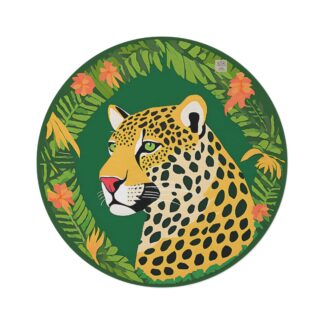 Tropical Leopard Round Rug - Bohemian Home Decor