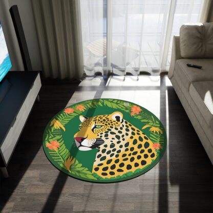 Tropical Leopard Round Rug - Bohemian Home Decor - Image 3