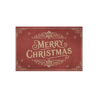 Rustic Farmhouse Christmas Entry Mat | Soft Polyester Chenille Holiday Floor Rug | Non-Skid Seasonal Accent